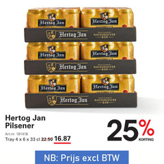  hertog jan blikjes bier 4 6 25 33 traditioneel natuurzuiver pilsener tray 22.50 