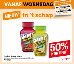  kauwgom 19 25 50 woensdag schap let pieces smint vitamine aardbeiensmaak sours mints citroen potje stuks sugar free citroensmaak 