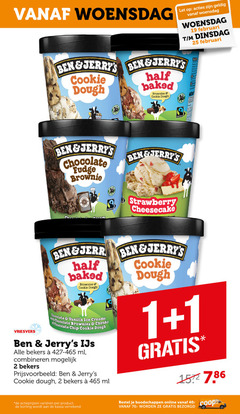  ben and jerrys ijsspecialiteit 1 2 19 25 40 woensdag cookie dough baked brownies let chocolate fudge brownie fairtrade strawberry cheesecake vriesvers with chunks vanilla ice creams chip ijs bekers ml combineren varieeren kassa online 