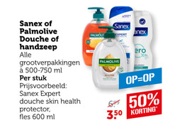  palmolive sanex handzeep douchegel 50 350 600 douche 500-750 ml stuk expert skin health protector fles brand 