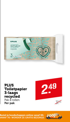  toiletpapier 3 8 40 100 zacht gevoel gerecycled ongebleekt recycled pak rollen led online 