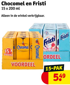  chocomel fristi chocolademelk drinkyoghurt 15 200 ml 200ml voordeel pak 