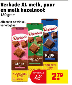  verkade chocolade 34 36 180 279 xl melk puur hazelnoot cacao lait noisettes voordeel noir reep barre promotion 