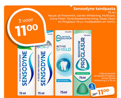  3 sensodyne tandpasta ml freshmint gentle whitening fresh tandvleesbescherming deep clean proglasur multipakken 1e tandartsen active shield 75ml daily protection 