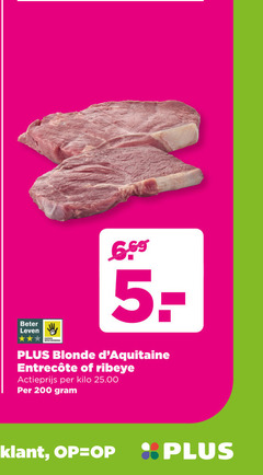  rib-eye runderentrecote 5 200 beter leven blonde ribeye actieprijs kilo 