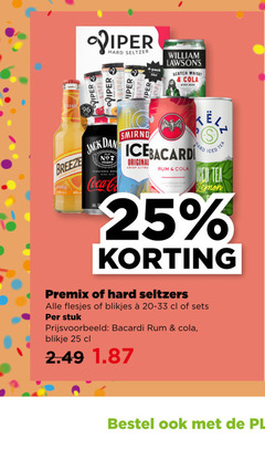  bacardi william lawsons hard seltzer mixdrank 4 25 pack scotch whisky cola mixed prive viper breeze range jack brand coca co smirnoff original crisp rum iced tea lemon premix blikjes stuk blikje 