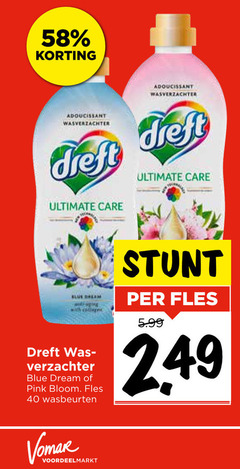  dreft wasverzachter 40 adoucissant ultimate care blue dream verzachter pink bloom fles wasbeurten 5.99 vomare 