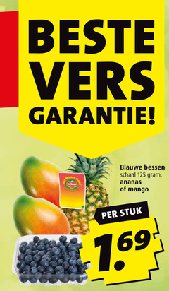  blauwe bessen mango ananas vers schaal stuk 