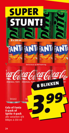  coca-cola sprite fanta frisdrank cola 4 8 24 250 zero super sugar ml fant visage refreshing coca co original taste blikken pack blikjes 3.99 