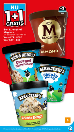  ben and jerrys magnum ijsspecialiteit 1 3 5 50 bekers ml schone buurt free caramel fa almond visit www chunky monkey with fairtrade cookie dough vanilla ice cream chunks chocolate chip combinatie voeding 