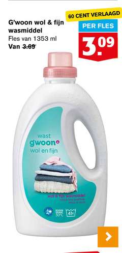  gwoon wasmiddel 30 60 wol fijn fles ml cent verlaagd vorm schoon 