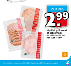  slagersachterham grillworst kipfilet 1 3 50 200 porties beter leven volume voordeel you pak achterham pakken wol combinatie 