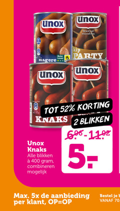  unox knakworsten 2 400 bereid scharrelvlees beter leven kip party knaks blikken combineren 5x aanbieding 