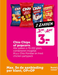  chio zoutjes popcorn 2 chic chips heart breakers salt pom bar original zakken combineren pombar fried chicken partypack 5x aanbieding 