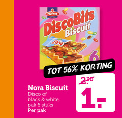  biscuit 6 nora discobits disco black white pak stuks 