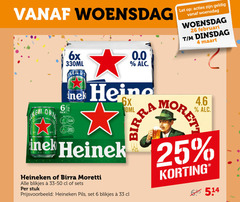  heineken 0.0 birra moretti blikjes bier 4 6 25 26 33 100 woensdag let orig pack 6x 330ml heino teelt moret stuk pils 