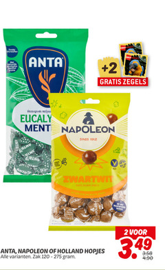  napoleon anta flu snoep 2 120 kleurstoffen natuurlijk eucalyptus menthol aroma zegels verzorgende keel eucaly stoffen r zwartwit salmiak kogels kern poeder wikkel holland hopjes zak 