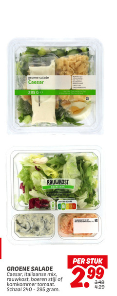  salade 100 groene caesar romana sla komkommer kaas rauwkost rode nutri score taken mac italiaanse mix boeren stijl tomaat schaal stuk 