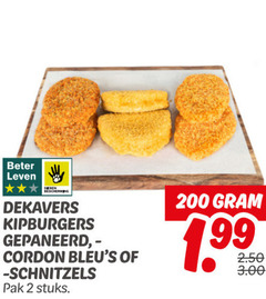  cordon bleu kipburgers 2 200 beter leven ping dekavers gepaneerd kipsateschnitzels pak stuks 