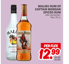  malibu captain morgan rum likeur spiced fles with white and coconut liqueur gold 