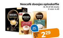  nescafe oploskoffie 2 8 10 25 doosjes stuks espresso gold original cappuccino latte stuk 