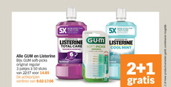  listerine g.u.m. mondwater 1 2 3 50 effective floss at reduction above sunstar gum soft picks original regular stuks varieeren mondspoeling total care tandbescherming 500ml effect fluoride fluor cool mint verwijderen productvarianten combineren 