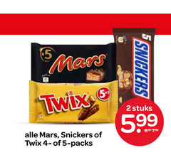  snickers mars twix chocoladerepen 2 5 stuks 