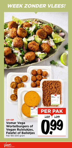  vegetarisch week vlees rulstukjes vega wortel burgers falafel balletjes pak 99 