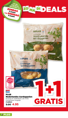  plus huismerk aardappelen 1 2 3 4 20 let deals nederlandse vastkokende koken bakken salades kruimige voorkoken poffen 1.3kg gekozen jaar consumenten nederland kruimig vastkokend zak kilo combineren zakken 