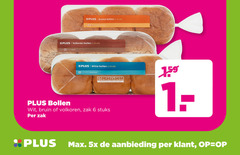  bolletjes 6 25 100 bruine bollen stuks volkoren witte weinig wit bruin zak 5x aanbieding 