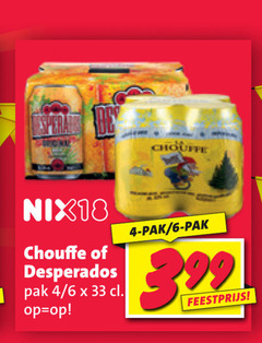  desperados la chouffe speciaalbieren 4 6 33 nix18 pak 3.99 feestprijs 