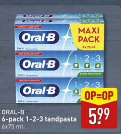  oral-b tandpasta 6 oral b avec du fluor actif ml les maxi pack 6x anti caries fraicheur cares 1-2-3 