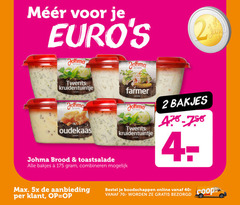  johma salade 2 20 twente eur twents kruidentuintje oudekaas farmer brood toastsalade bakjes combineren 5x aanbieding online 40- 