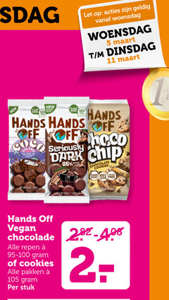  hands off chocolade 5 11 100 let woensdag new plant based less co seriously dark chip chocolate free taste repen pakken stuk 