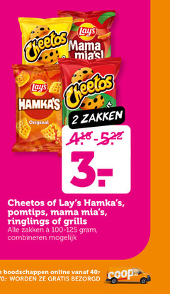  cheetos lays zoutjes 2 original mama zakken pomtips ringlings grills combineren online 40- 