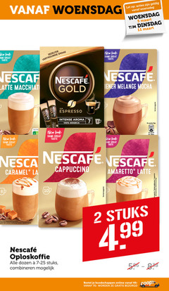  nescafe oploskoffie 2 4 5 7 10 11 40 100 250 new taste woensdag let dezelfde vertrouwde latte gold espresso intense aroma arabica intensiteit same melange mocha energie nutri 100ml caramel la cappuccino amaretto sabor caramelo dozen stuks combineren serveersuggestie online suggestion 