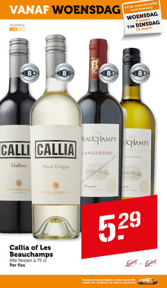  rode wijn witte 5 8 11 18 25 woensdag jaar legitimatie alcohol nix18 let hamersma calli callia malbec pinot grigio les beauchamps languedoc bouteille chais viognier bodegas argentina origine flessen fles online 40- 