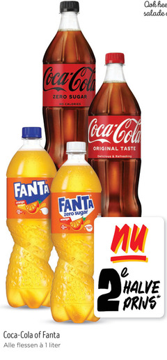  fanta coca-cola cola frisdrank 1 2 coca zero sugar calories original taste refreshing salade orange halve flessen liter 