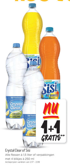  sisi crystal clear fruitdrank frisdrank 1 4 250 sugar koolzuur citroen cactus bubble bubbles mango flavour flessen 5 liter blikjes ml varieeren 