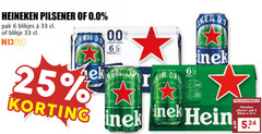  heineken 0.0 blikjes bier 6 25 33 pilsener pak blikje nix18 00 pack bekken orig l 