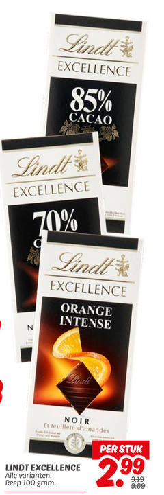  lindt chocolade 100 excellence cacao orange intense bank noir feuillet and reep stuk 