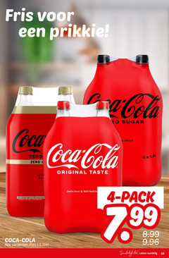  coca-cola cola 4 19 100 fris prikkie sugar coca zero bottles from recycled plastic bottle label cap and wrap fles liter original taste calorie pack eten 