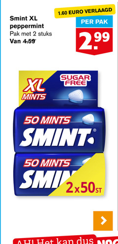  smint kauwgom 2 50 xl peppermint pak stuks verlaagd mints sugar free 