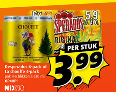  la chouffe desperados speciaalbieren 4 6 330 gekoeld cool bier neon bladet mere blade belge pack pak blikken ml nix18 original stuk 3.99 