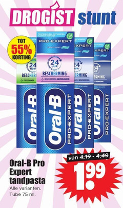  oral-b tandpasta 24 55 droge uur frisse adem professioneel ontworpen klinisch bewezen pro expert zachte hunt bescherming gevoeligheid oral b tube ml pro-expert 