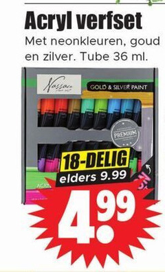  acrylverf 18 36 acryl verfset neonkleuren goud zilver tube ml gold silver paint premium delig elders 