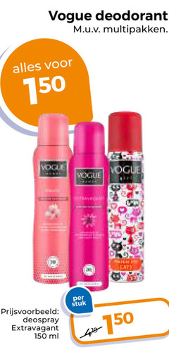  vogue deodorant 150 multipakken deospray extravagant ml stuk 