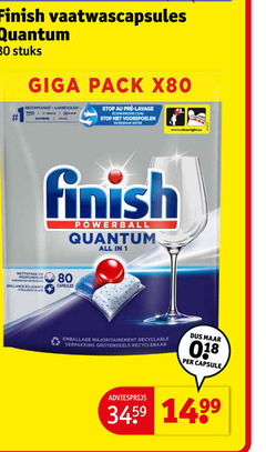  finish vaatwasmiddel 1 80 vaatwascapsules quantum stuks giga pack recommande bosch siemens vivo stop economisons voorspoelen bespaar water powerball all nettoyage profondeur  reiniging brillance glans capsules emballage recyclable grotendeels recyclebaar capsule 