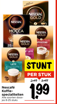  nescafe oploskoffie 20 dezelfde mocca gold latte koffie specialiteiten soorten stuks stuk 