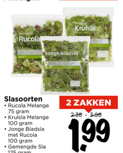  sla rucola 2 100 krulsla jonge bladsla slasoorten melange gemengde zakken 